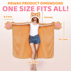 MeWaii® Sunglasses Shiba Inu Wearable Blanket Hoodie Ultra Soft Oversized Cozy Blanket for Cozy Cuddles & Relaxing Moments