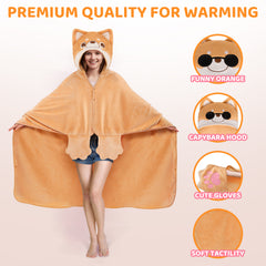 MeWaii® Sunglasses Shiba Inu Wearable Blanket Hoodie Ultra Soft Oversized Cozy Blanket for Cozy Cuddles & Relaxing Moments