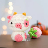 MeWaii® Crochet Strawberry Cow Crochet Kit for Beginners with Easy Peasy Yarn