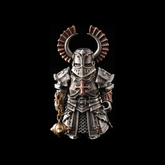 Crusader Figurine Detachable Bronze Bull-Helm Knight Statue Set