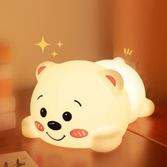 Chubby Bear Silicone Squishy Night Light Adorable LED Lamp Perfect Gift