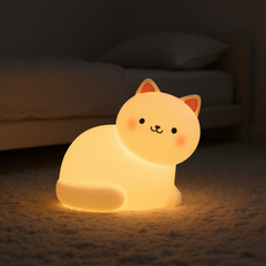 MeWaii® Weiße Kätzchen Squishy Silikon-Nachtlicht Sanftes Leuchten Perfektes Geschenk