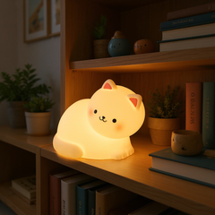 MeWaii® Weiße Kätzchen Squishy Silikon-Nachtlicht Sanftes Leuchten Perfektes Geschenk
