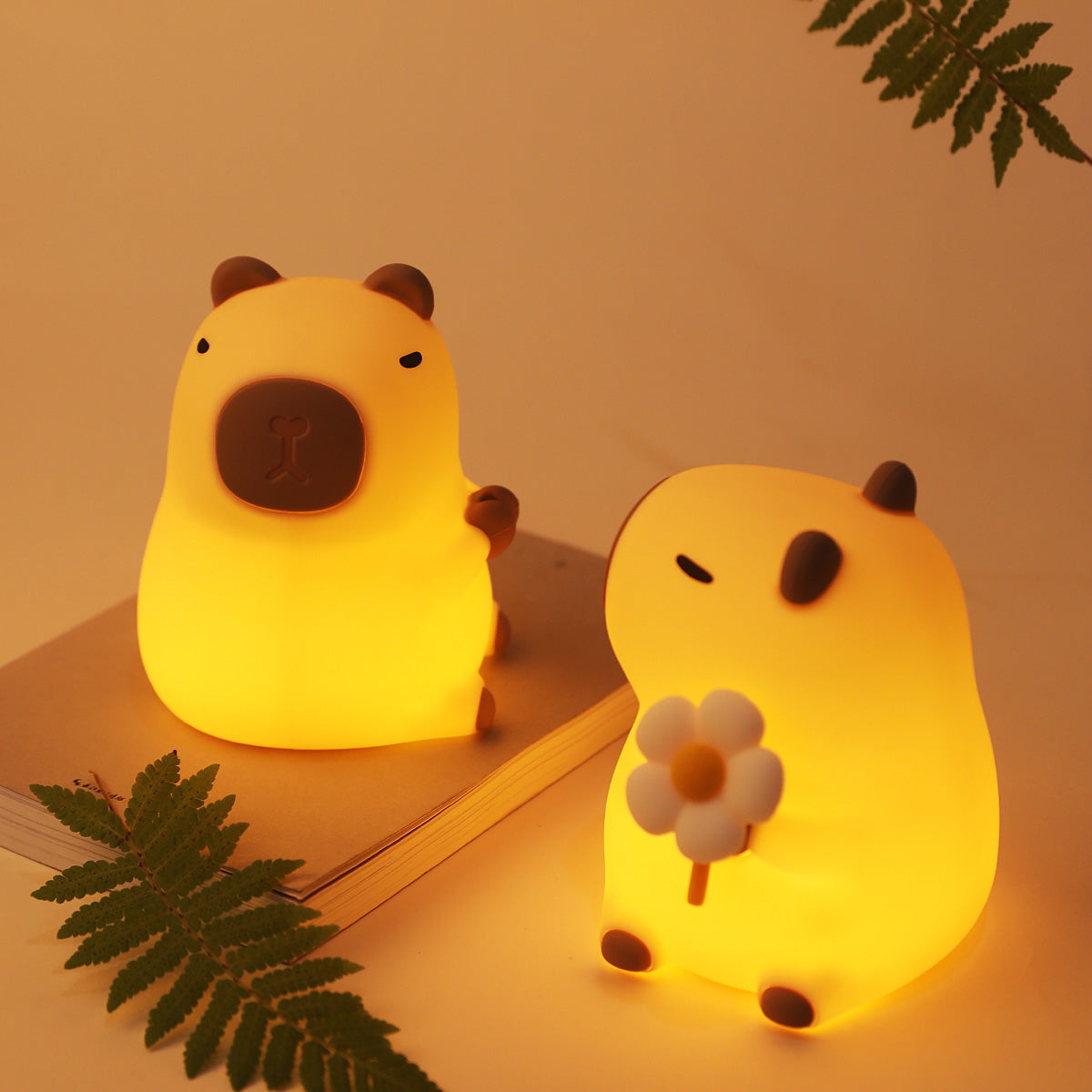 MeWaii® Blumen-Capybara Silikon-Nachtlicht – Perfektes Geschenk für Kinder und Mädchen