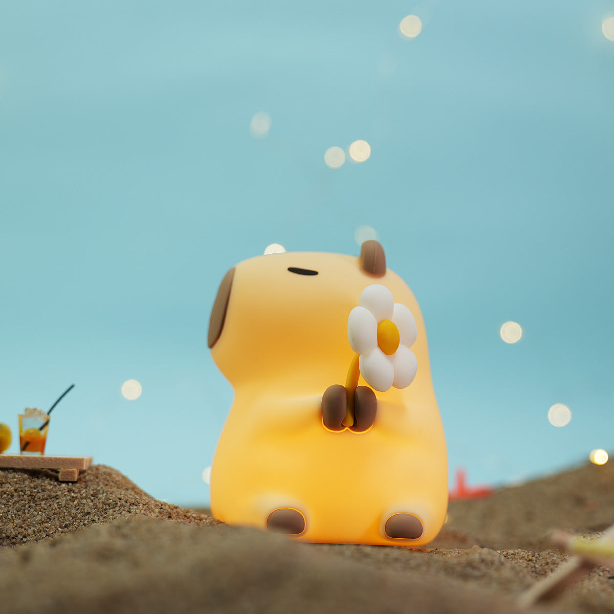 MeWaii® Blumen-Capybara Silikon-Nachtlicht – Perfektes Geschenk für Kinder und Mädchen