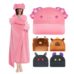 MeWaii® Pink Axolotl Wearable Blanket Hoodie Ultra Soft Oversized Cozy Blanket for Cozy Cuddles & Relaxing Moments