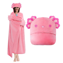 MeWaii® Pink Axolotl Wearable Blanket Hoodie Ultra Soft Oversized Cozy Blanket for Cozy Cuddles & Relaxing Moments
