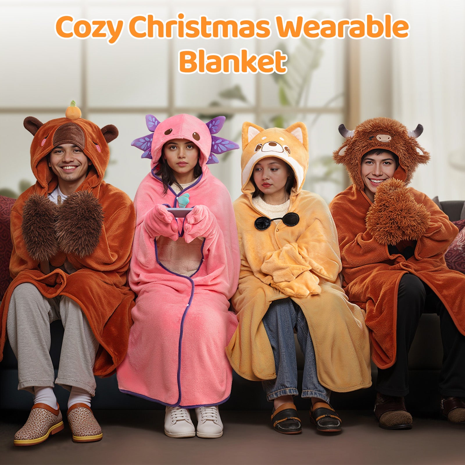 MeWaii® Sunglasses Shiba Inu Wearable Blanket Hoodie Ultra Soft Oversized Cozy Blanket for Cozy Cuddles & Relaxing Moments