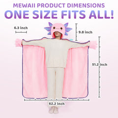 Mewaii® Axolotl Wearable Blanket Hoodie Ultra Soft Oversized Cozy Blanket for Warm Hugs & Relaxing Moments