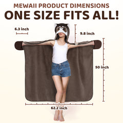 MeWaii® Raccoon Wearable Blanket Hoodie Ultra Soft Oversized Cozy Blanket for Cozy Cuddles & Relaxing Moments