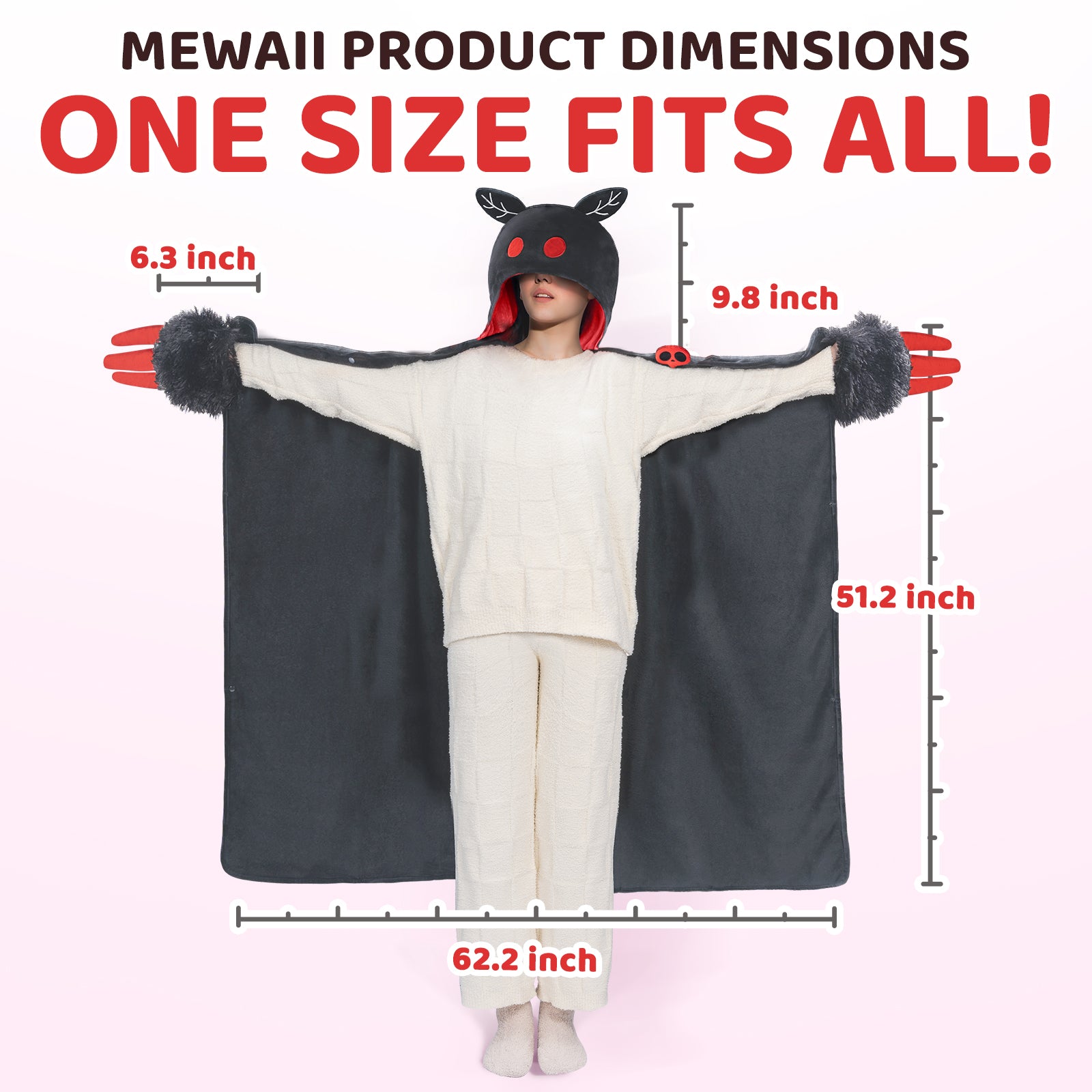 MeWaii® Mothman Wearable Blanket Hoodie Ultra Soft Oversized Cozy Blanket for Cozy Cuddles & Relaxing Moments