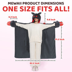 MeWaii® Mothman Wearable Blanket Hoodie Ultra Soft Oversized Cozy Blanket for Cozy Cuddles & Relaxing Moments