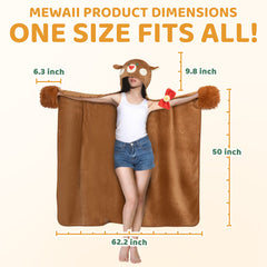 MeWaii® Christmas Reindeer Wearable Blanket Hoodie Ultra Soft Oversized Cozy Blanket for Cozy Cuddles & Relaxing Moments