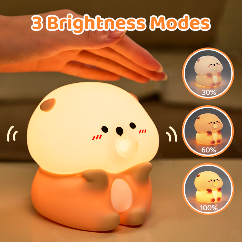 MeWaii® Otter Bubble Blowing Baby Squishy Silicone Night Light Soft Glow Adorable Funny Perfect for Gift