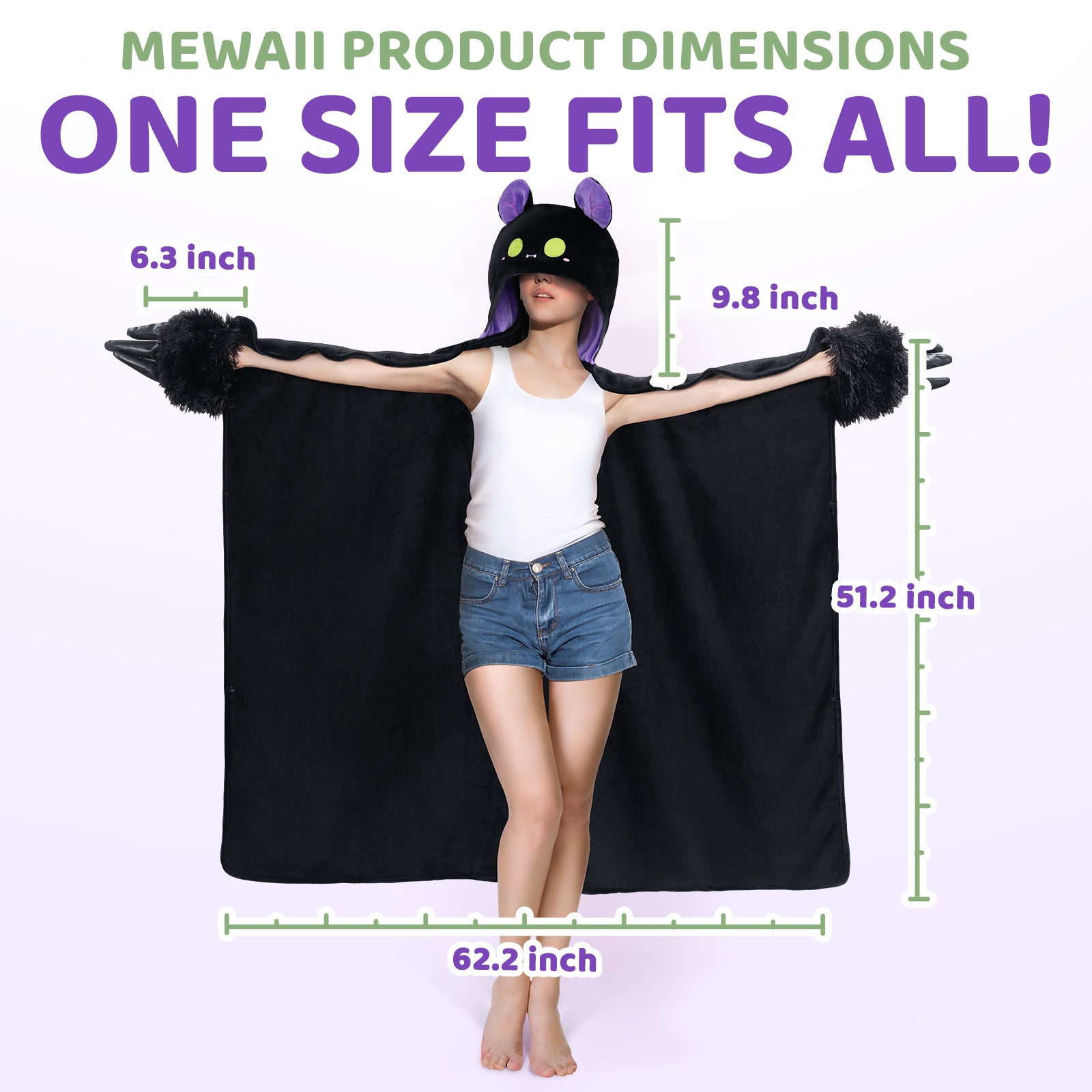 MeWaii® Dark Bat Wearable Blanket Hoodie Ultra Soft Oversized Cozy Blanket for Cozy Cuddles & Relaxing Moments