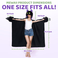 MeWaii® Dark Bat Wearable Blanket Hoodie Ultra Soft Oversized Cozy Blanket for Cozy Cuddles & Relaxing Moments