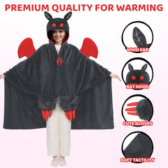 MeWaii® Mothman Wearable Blanket Hoodie Ultra Soft Oversized Cozy Blanket for Cozy Cuddles & Relaxing Moments