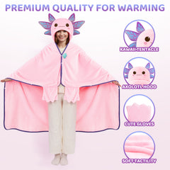 Mewaii® Axolotl Wearable Blanket Hoodie Ultra Soft Oversized Cozy Blanket for Warm Hugs & Relaxing Moments