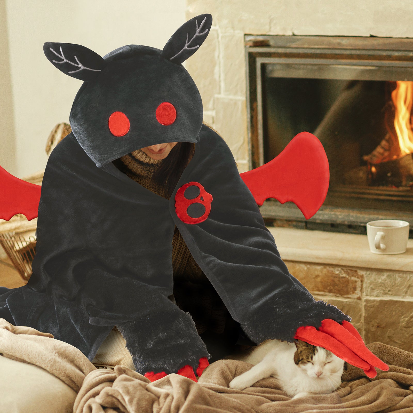 MeWaii® Mothman Wearable Blanket Hoodie Ultra Soft Oversized Cozy Blanket for Cozy Cuddles & Relaxing Moments