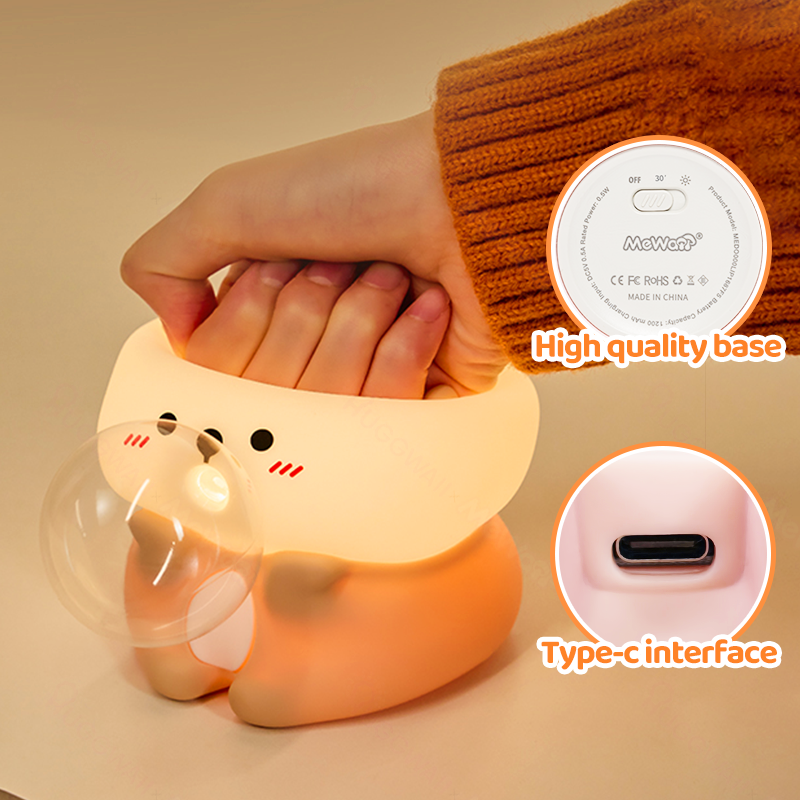 MeWaii® Otter Bubble Blowing Baby Squishy Silicone Night Light Soft Glow Adorable Funny Perfect for Gift