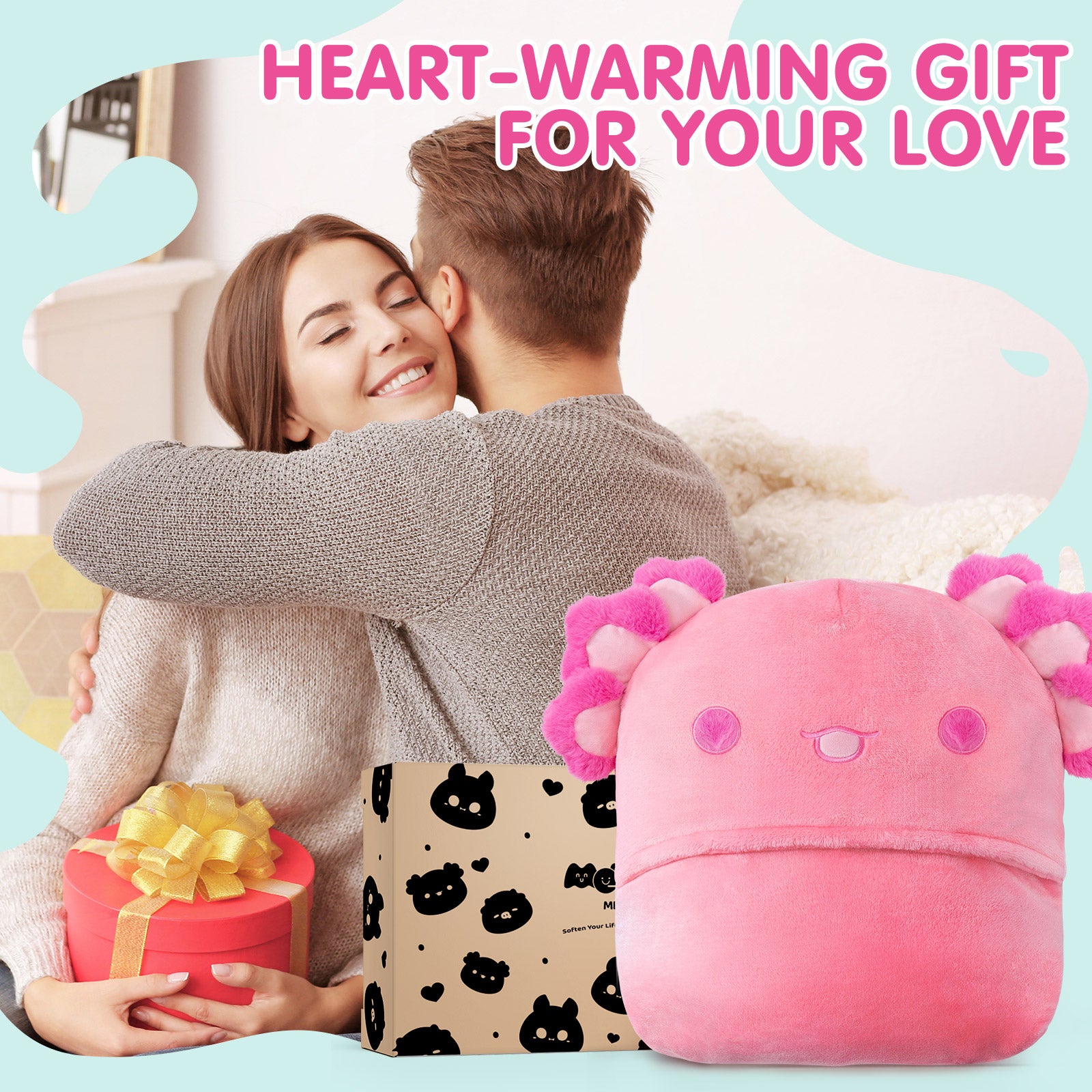 MeWaii® Pink Axolotl Wearable Blanket Hoodie Ultra Soft Oversized Cozy Blanket for Cozy Cuddles & Relaxing Moments
