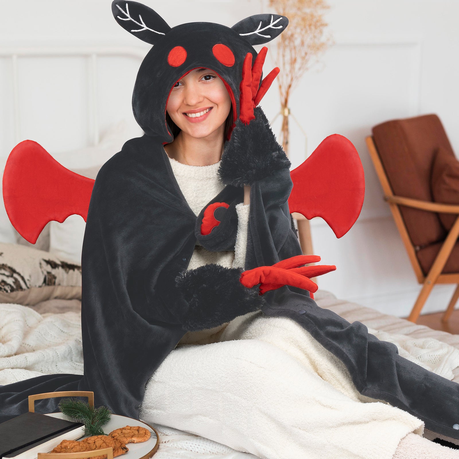 MeWaii® Mothman Wearable Blanket Hoodie Ultra Soft Oversized Cozy Blanket for Cozy Cuddles & Relaxing Moments