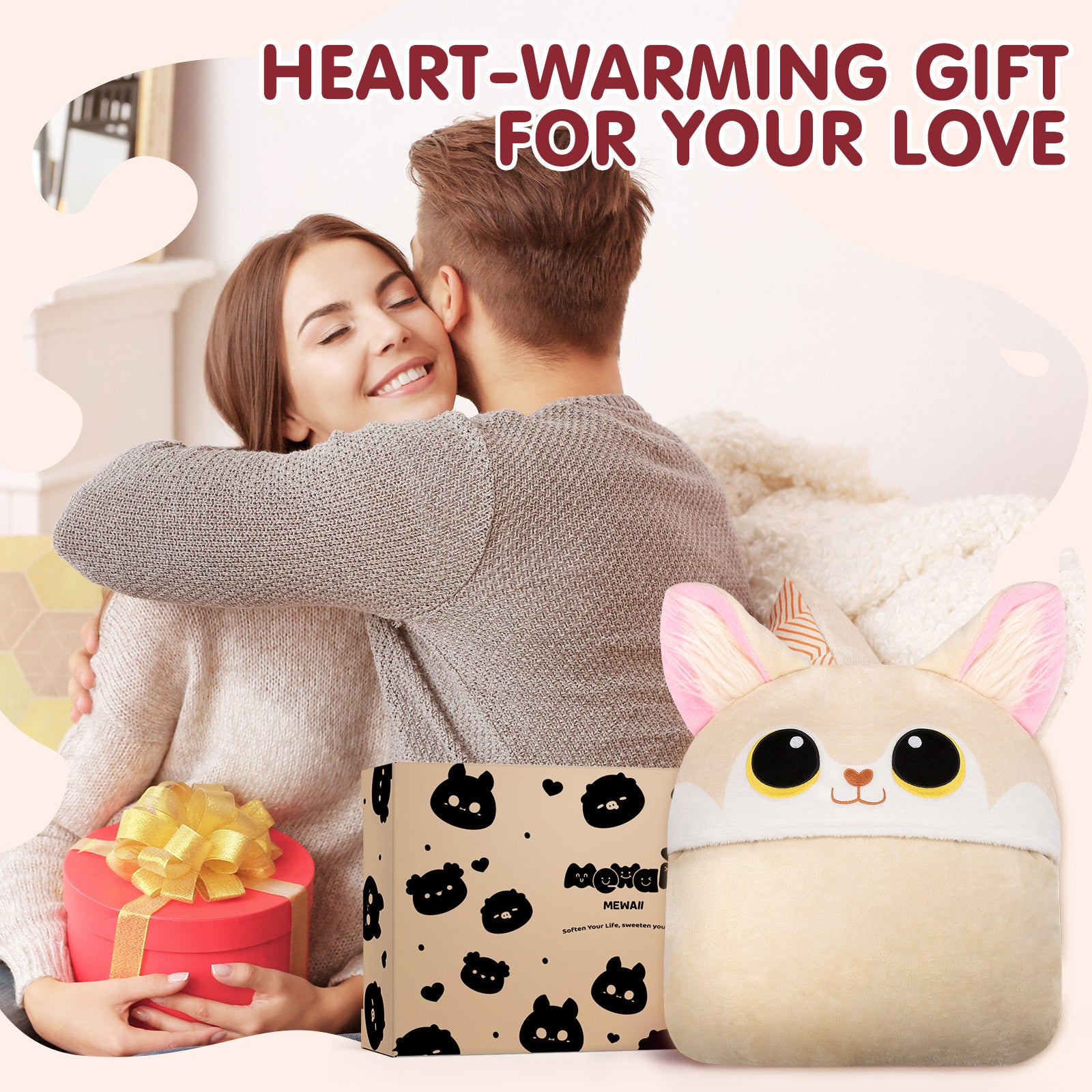 MeWaii® Fennec Fox Wearable Blanket Hoodie Ultra Soft Oversized Cozy Blanket for Warm Hugs & Relaxing Moments