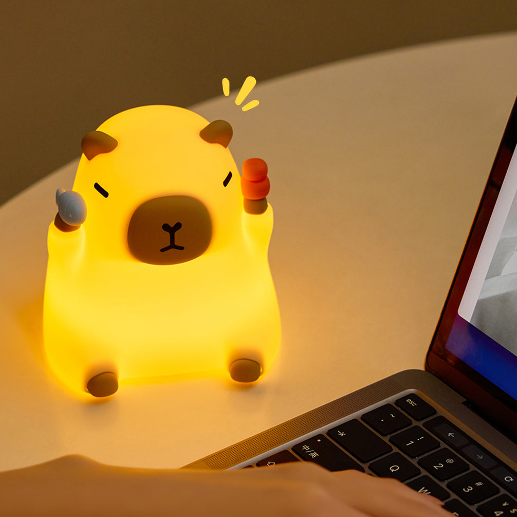 MeWaii® Capybara Funny Sitting Silicone Squishy Night Light Perfect Gift