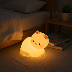 MeWaii® Weiße Kätzchen Squishy Silikon-Nachtlicht Sanftes Leuchten Perfektes Geschenk