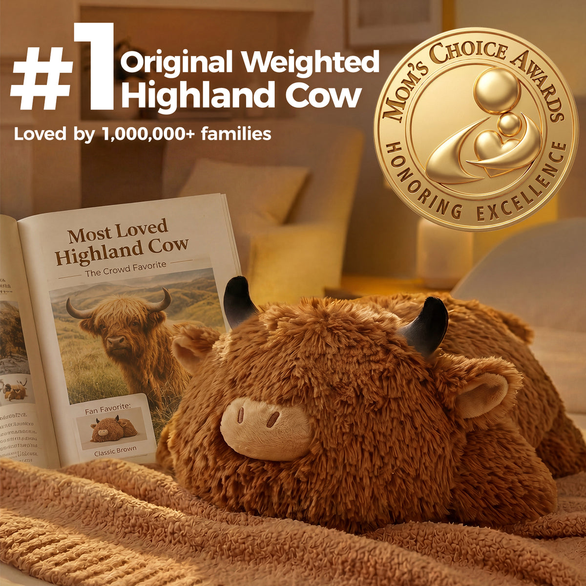 MeWaii® Lazy Highland Cow Weighted Stuffed Animal