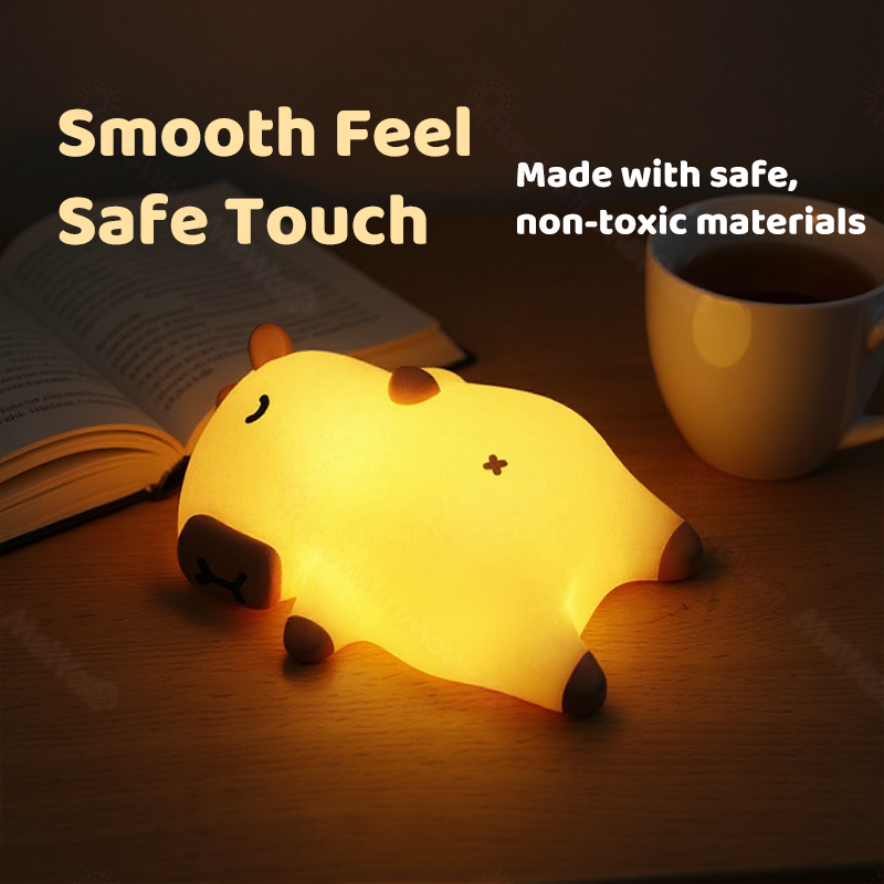 MeWaii® Sleeping Capybara Breathing Squishy Silicone Companion Sound LED Night Light Perfect Gift
