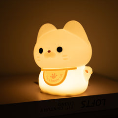 Veilleuse LED en silicone souple en forme de chat heureux – Cadeau idéal pour les enfants et les filles