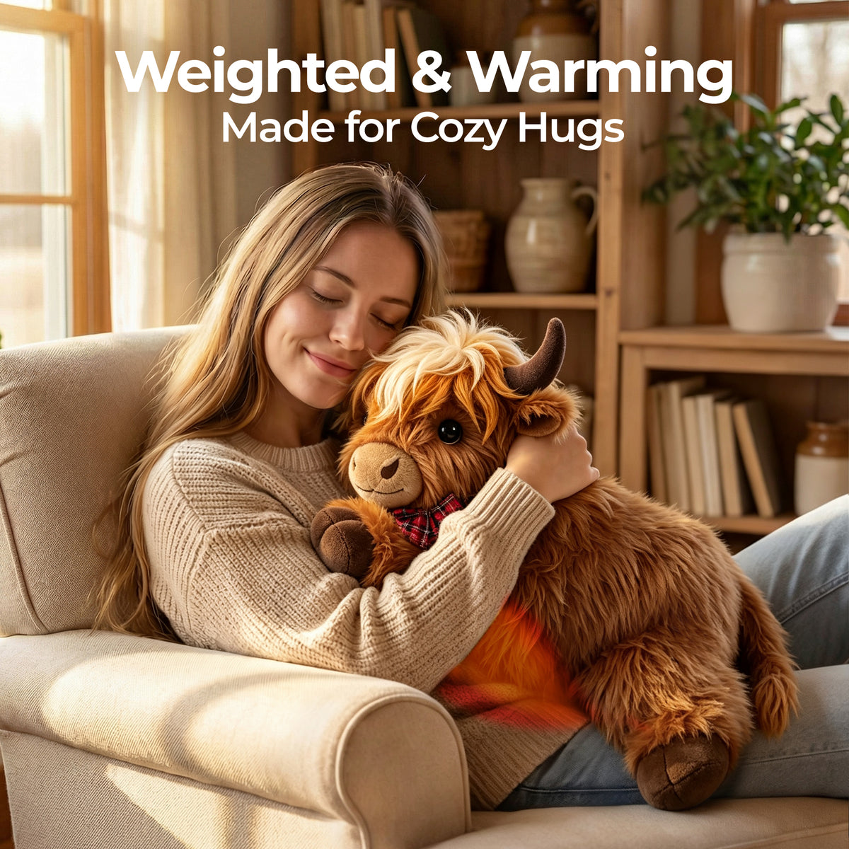 MeWaii® Scotland Highland Cow Weighted Stuffed with Microwavable Heating Pad Animal