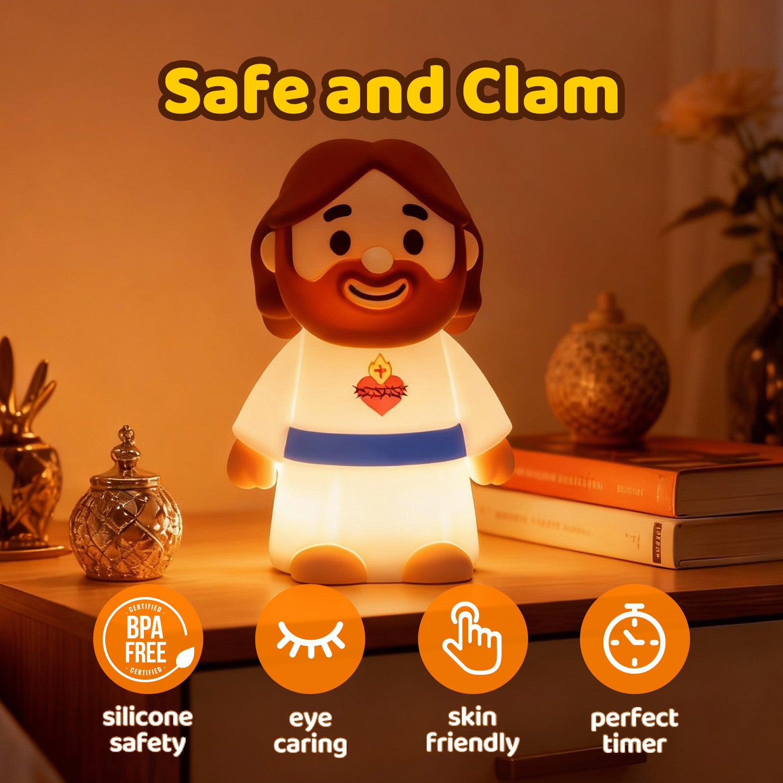 MeWaii® Jesus Peaceful Spiritual Silicone Squishy Night Light Prayer Corner Holy Figure Lamp for Perfect Gift