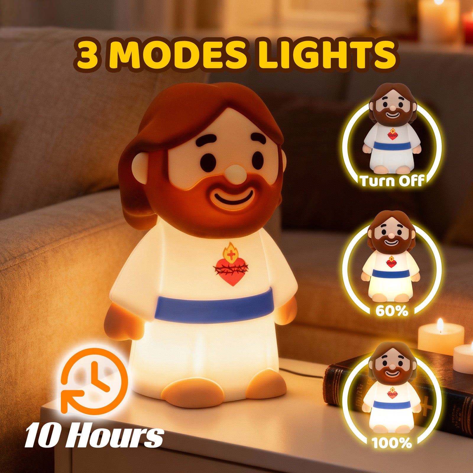 MeWaii® Jesus Peaceful Spiritual Silicone Squishy Night Light Prayer Corner Holy Figure Lamp for Perfect Gift