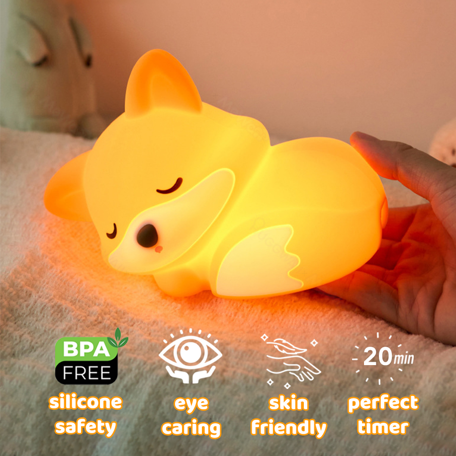 MeWaii® Fox Night Light with Curled Tail Silicone Squishy Animal Design Lamp Perfect Gift