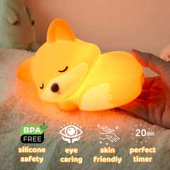 MeWaii® Fox Night Light with Curled Tail Silicone Squishy Animal Design Lamp Perfect Gift