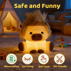 Squishy Silikon Niedliche Highland Kuh LED-Nachtlicht - Perfektes Geschenk für Kinder und Mädchen