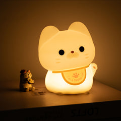 Veilleuse LED en silicone souple en forme de chat heureux – Cadeau idéal pour les enfants et les filles