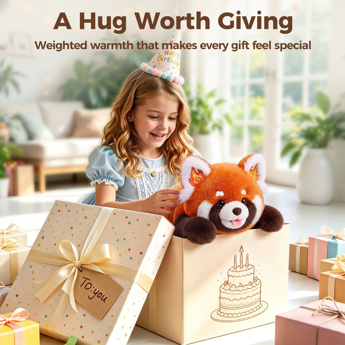 MeWaii® Red Panda Weighted Stuffed Animals with Microwavable Heating Pad