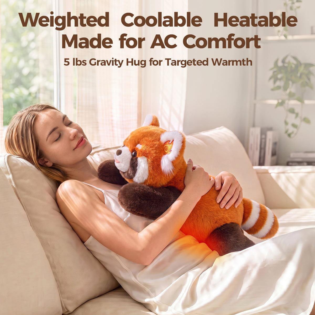 MeWaii® Red Panda Weighted Stuffed Animals with Microwavable Heating Pad