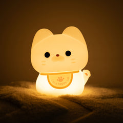 Veilleuse LED en silicone souple en forme de chat heureux – Cadeau idéal pour les enfants et les filles