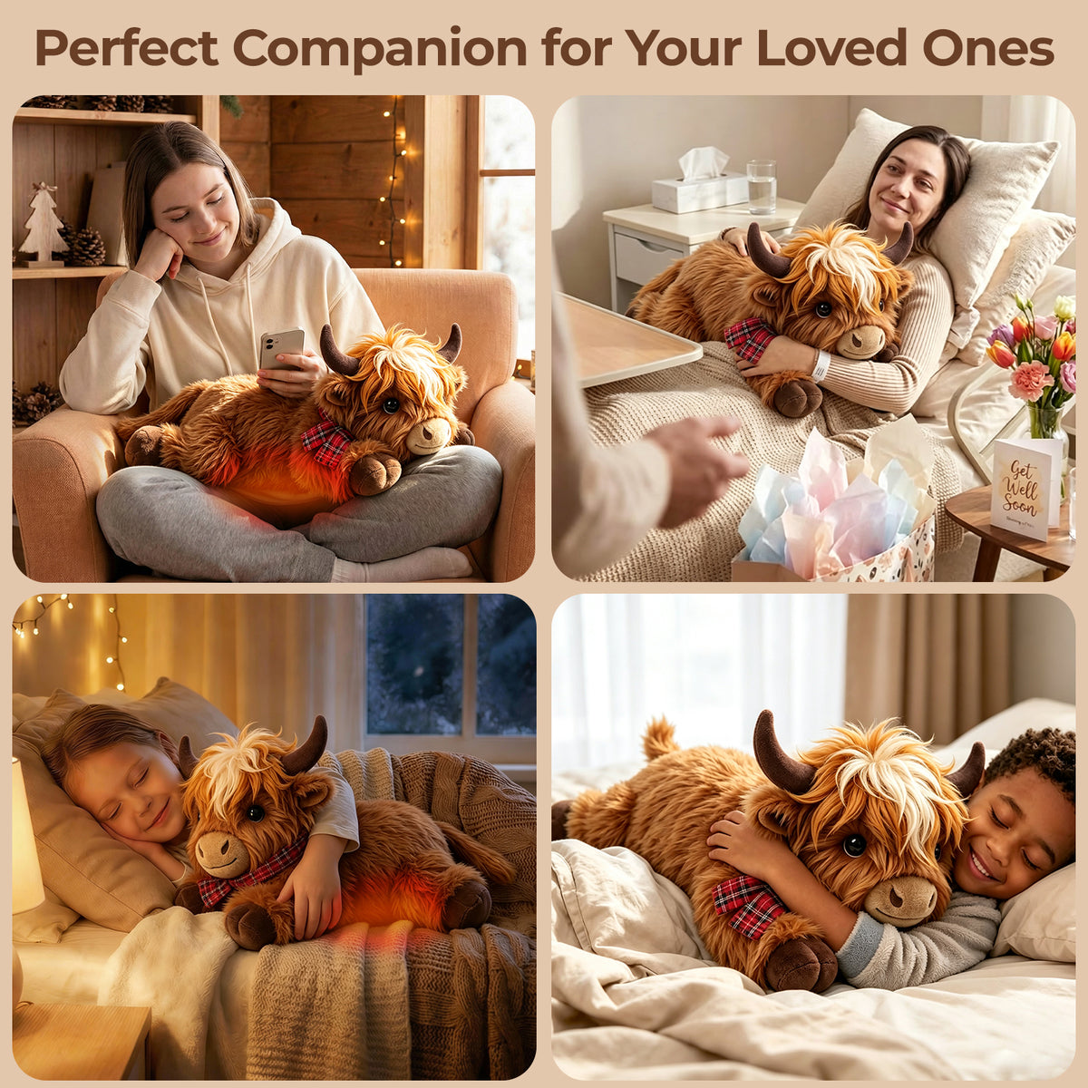 MeWaii® Scotland Highland Cow Weighted Stuffed with Microwavable Heating Pad Animal