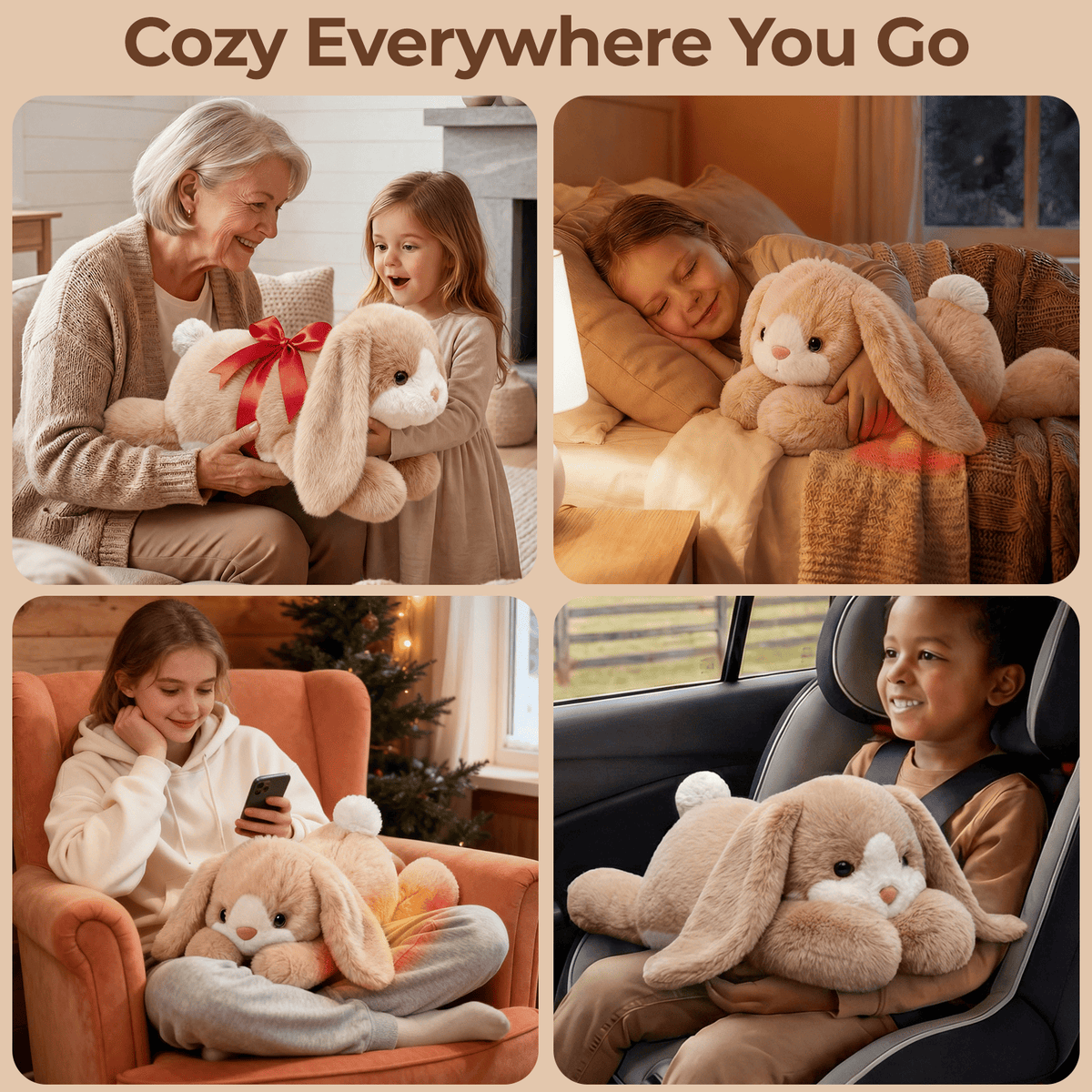 MeWaii® Bunny Weighted Stuffed Animal with Microwavable Heating Pad