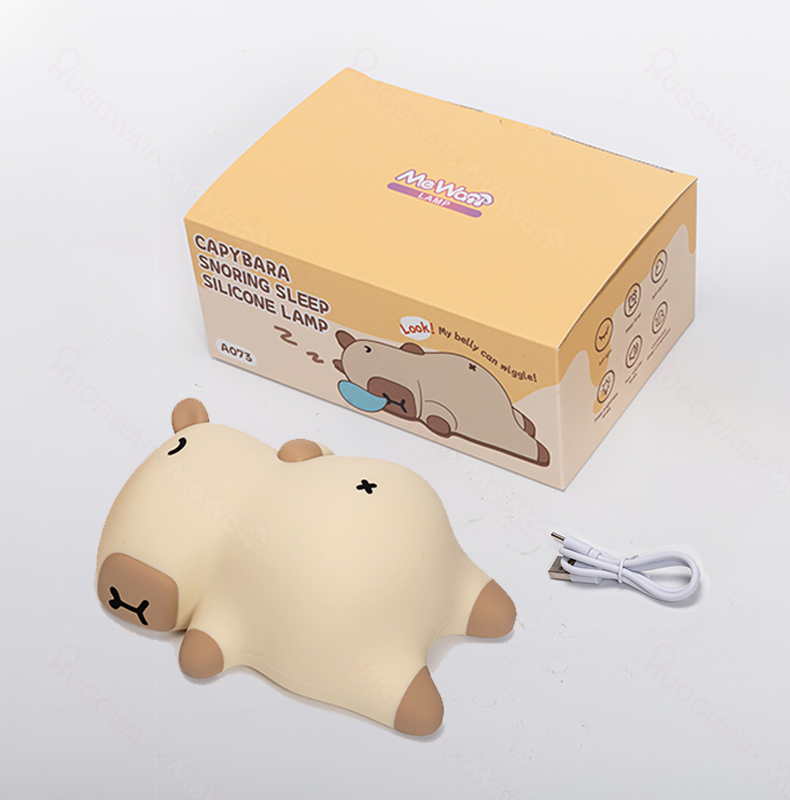 MeWaii® Sleeping Capybara Breathing Squishy Silicone Companion Sound LED Night Light Perfect Gift