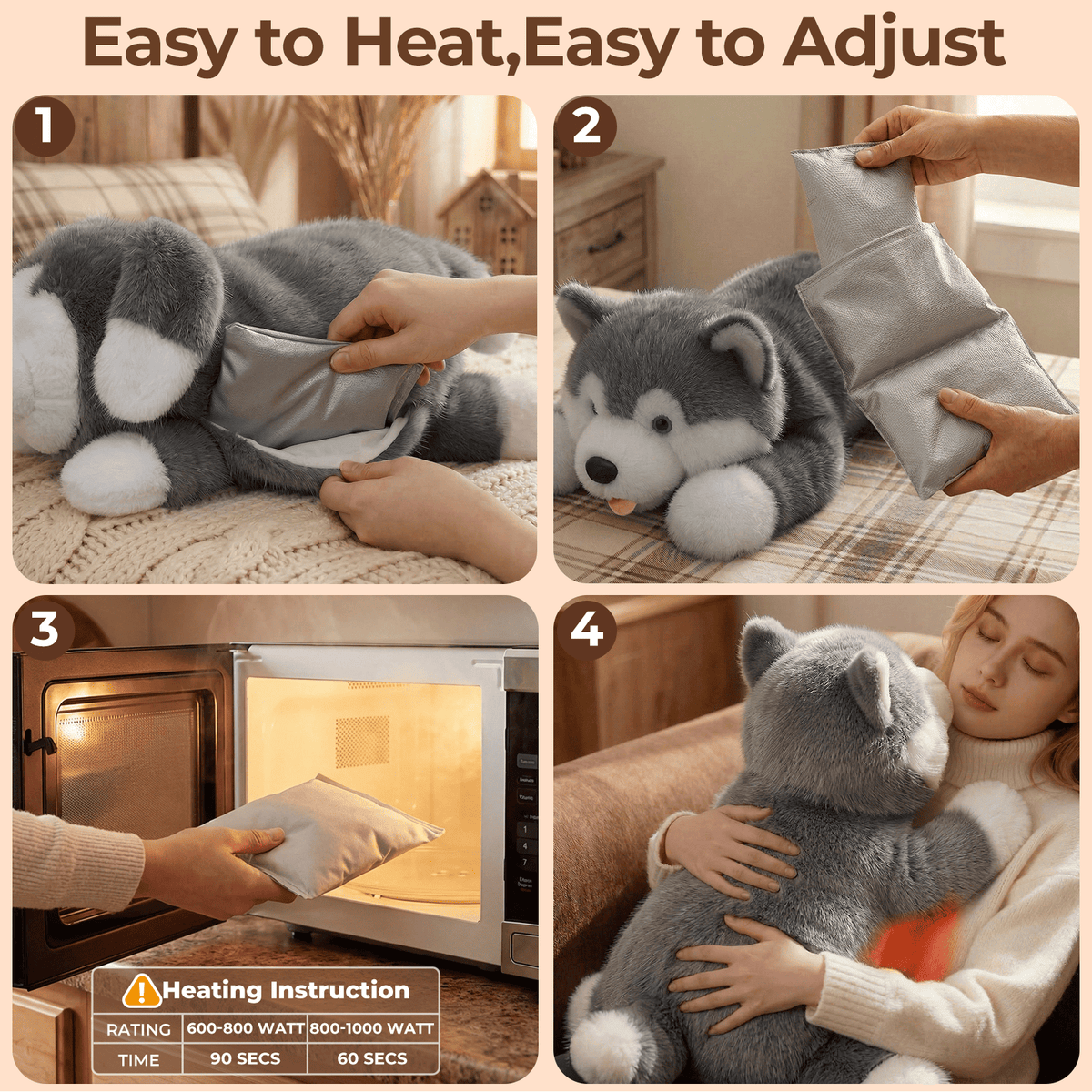 MeWaii® Alaskan Malamute Weighted Stuffed Animal with Microwavable Heating Pad