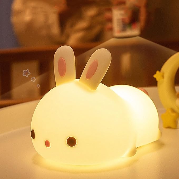 MeWaii® Squishy Silicone Lazy Rabbit LED Night Light - Perfect Gift for Kids and Girls