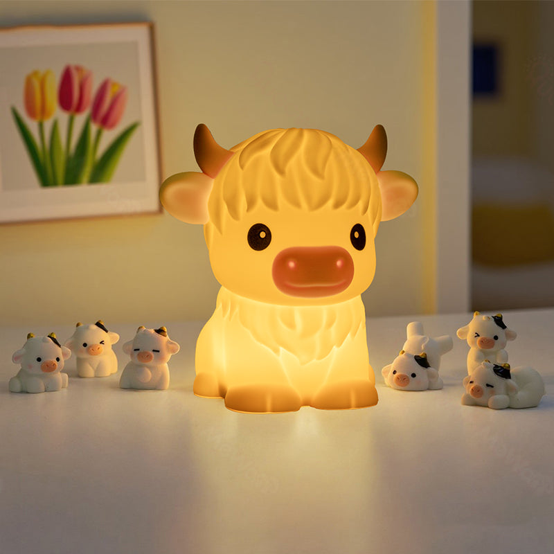 MeWaii® Highland Cow Silicone Squishy LED Night Light - Perfect Gift for Kids and Girls