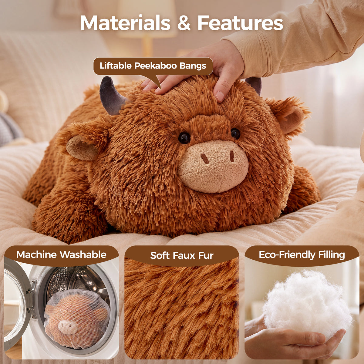 MeWaii® Lazy Highland Cow Weighted Stuffed Animal