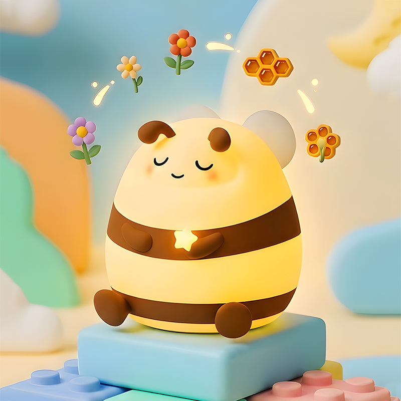 MeWaii Cozy Bee Silicone Squishy Night Light - Perfect Gift for Kids and Girls